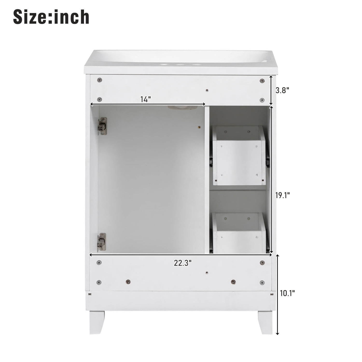 Harper & Bright Designs 24" Bathroom Vanity Sink Combo for Small Space, White Bathroom Vanity Cabinet with 2 Storage Drawers and Door
