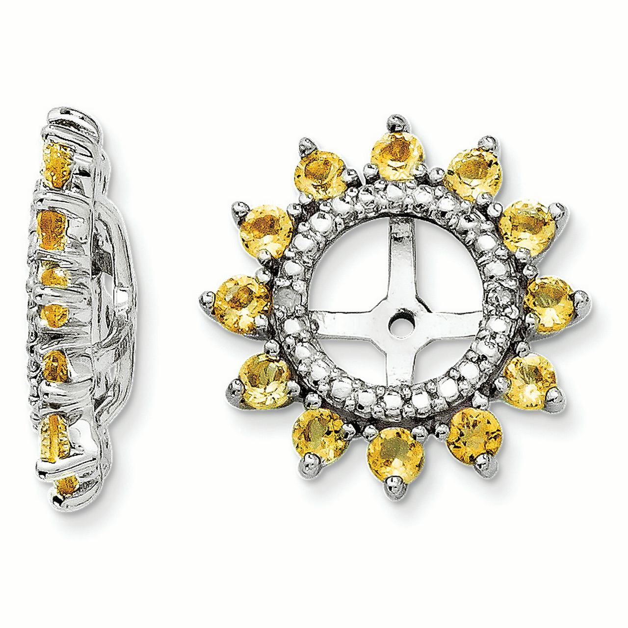Earring Jackets Sterling Silver Rhodium Diam. & Citrine Earring