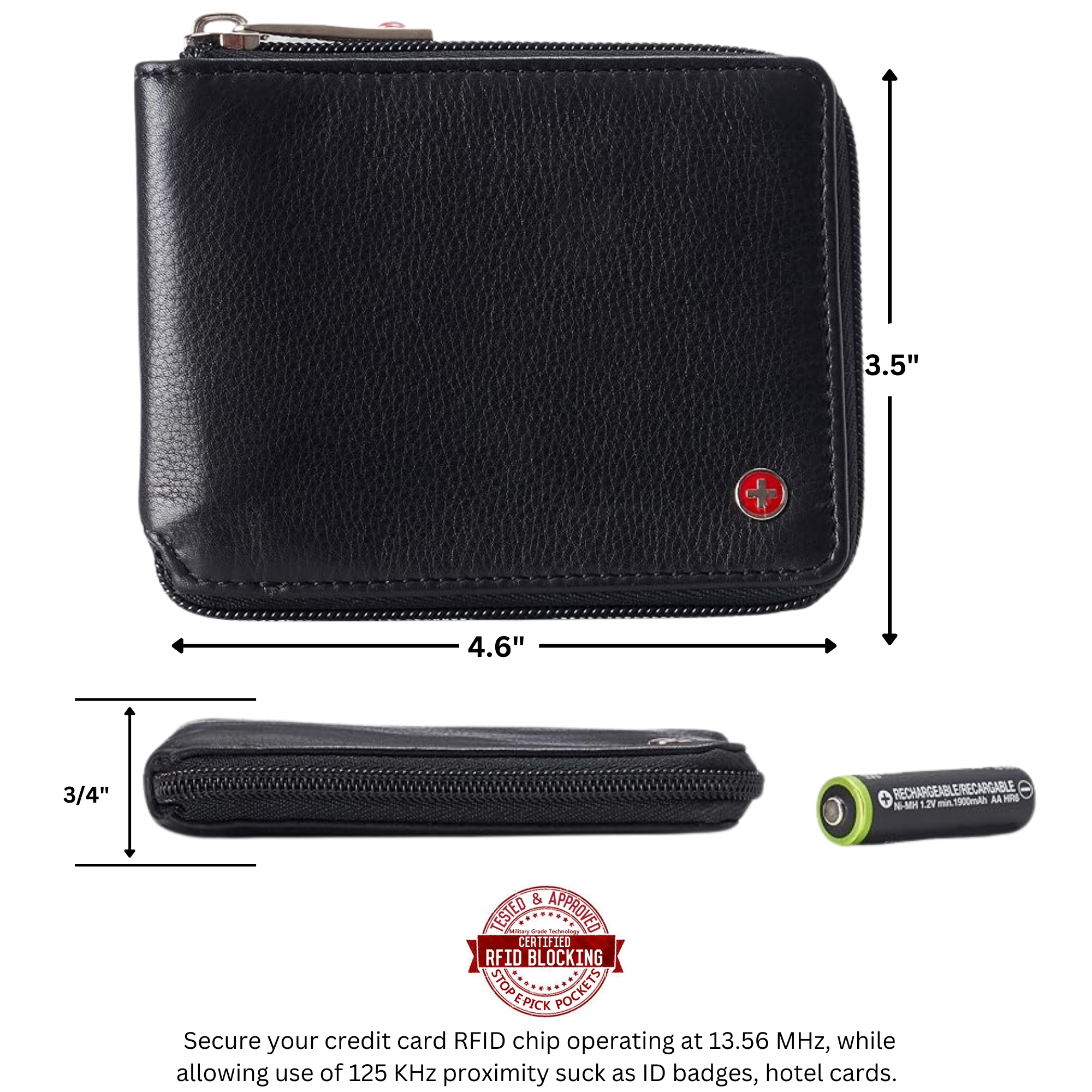 Alpine Swiss Zipper Bifold Wallet, Genuine Leather photo 4