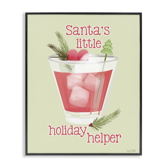Stupell Industries Eclectic Santa's Holiday Helper Drink Black Framed Giclee Art, 11 x 14, by House Fenway