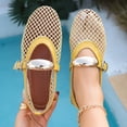 thumbnail image 2 of Xucatan Trendy Women's Open-Toe Fishnet Flats with Buckle Strap, Breathable Mesh Vintage Mary Janes with Padded Insole, Non-Slip Flexible Sole Lightweight Walking Shoes for Daily Spring Outfits Gift, 2 of 7