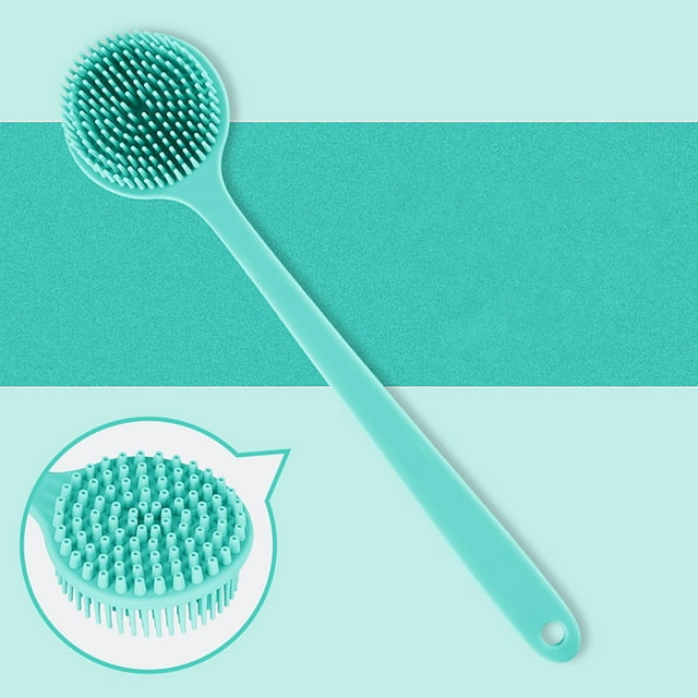 Bathing Brush for Back Cleaning - Silicone Shower Back Scrubber 15 Inch Long Handled Exfoliating Massage Brush with Rich Foam for Deep Cleansing and All-Pamily Use