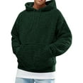 thumbnail image 1 of FOCUSNORM Men Winter Hoodie Polar Fleece Solid Color Hooded Sweatshirt, 1 of 9