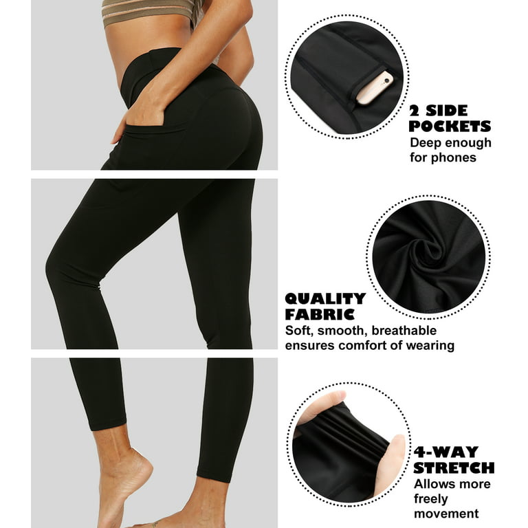  2 Pack High Waist Yoga Pants, Pocket Yoga Pants Tummy  Control Workout Running 4 Way Stretch Yoga Leggings
