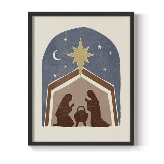Boho Nativity I Framed Print in Black Solid Wood Framed Print No Nail Hanging