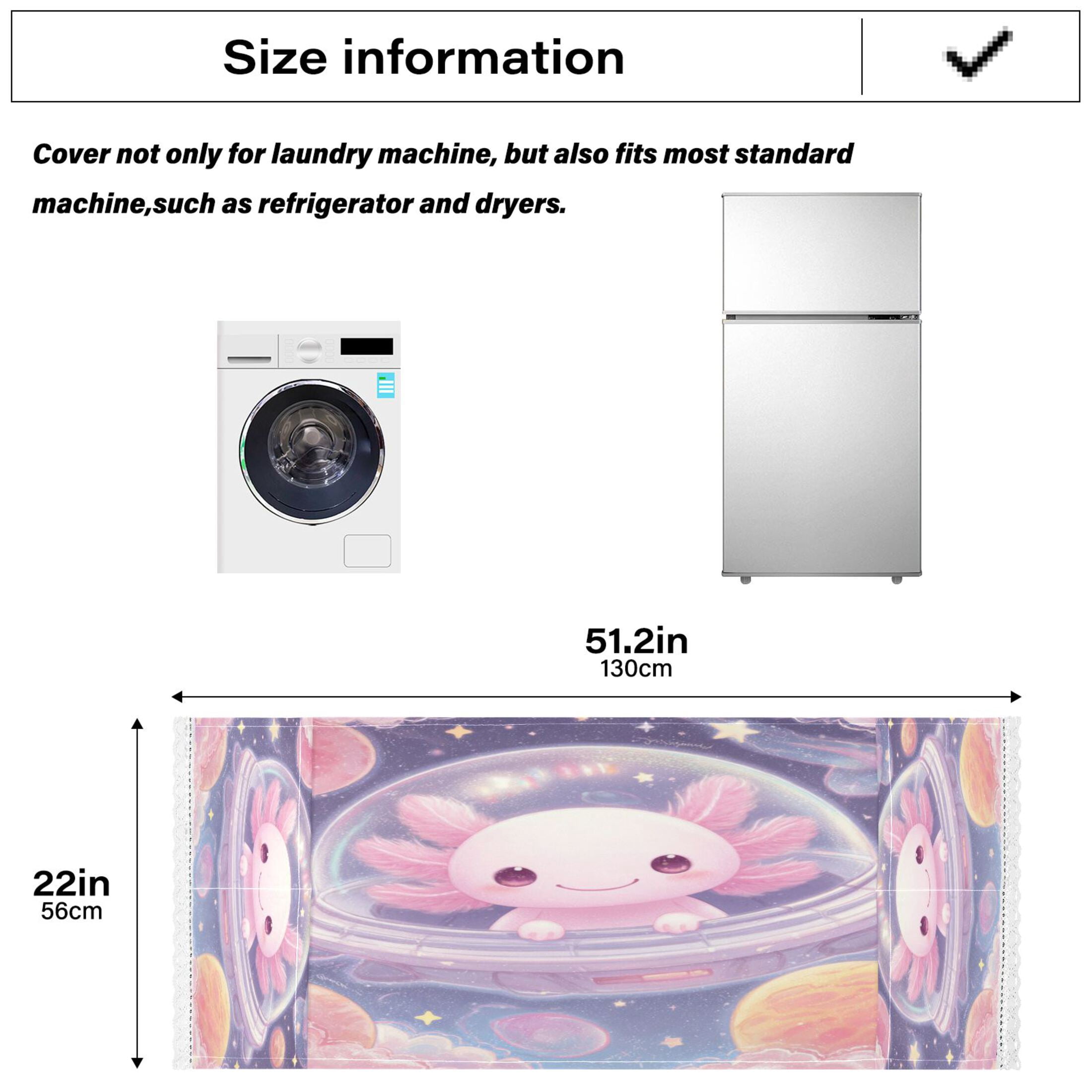 Wobogo Space Axolotl Washing Machine Cover Dustproof Washer Dryer Cover Waterproof Laundry Room Decorative Protector