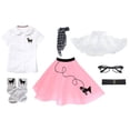 thumbnail image 4 of Hip Hop 50's Shop Girls 1950s Poodle Skirt Costume 7 Piece Child Outfit Set (Large Child 12 Light Pink Polka Dot), 4 of 5