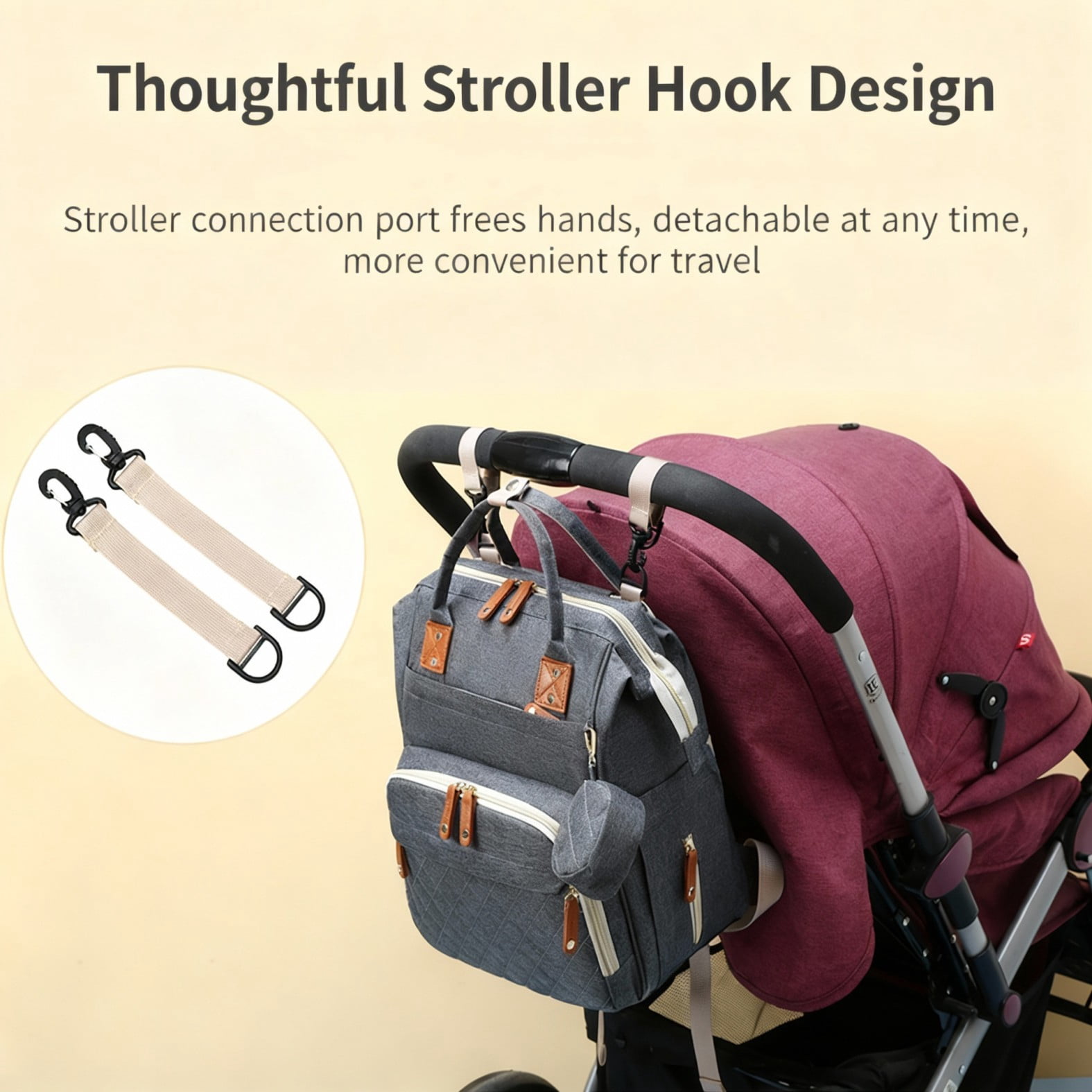 Diaper bag backpack, portable baby bag, baby essentials, built-in insulated pocket, 3-in-1 multi-functional travel diaper bag, includes a diaper changing pad, suitable for both boys and girls.