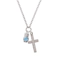 thumbnail image 2 of Delight Jewelry Silvertone 3-D Light Blue & AB Crystal Owl Everlasting Love Engraved Cross Zoey Necklace, 28", 2 of 4