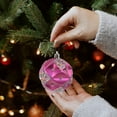 thumbnail image 4 of Kugisaki Christmas Decor 8 PCS Glitter Embellished Christmas Ball Ornaments Set, 8cm/3.14in Festive Decor in Teal & Magenta Colors with Geometric Patterns House Holiday Party Decoration, 4 of 6