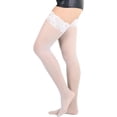 thumbnail image 3 of ToBeInStyle Women's Sheer Nylon Thigh High With Seamless Lace Top, 3 of 4