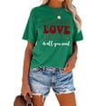 thumbnail image 3 of Anbech LOVE Printed T-Shirt for Women Casual Valentine's Day Graphic LOVE Is All You Need Junior Girls Short Sleeve Tee Tops with Crew Neck, 3 of 10