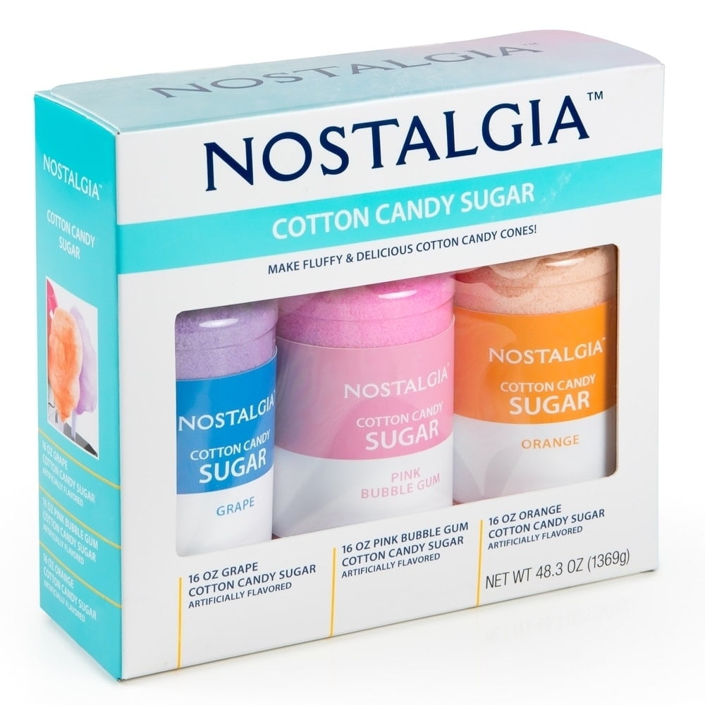 Nostalgia CCFS300 Cotton Candy Flossing Sugar, Grape, Pink Bubble Gum, Orange, 3 Pack Walmart