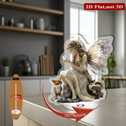 1pc 2d flat Rotating acrylic display featuring enchanting fairy queens and their charming companions for elegant home accent or celebration centerpiece