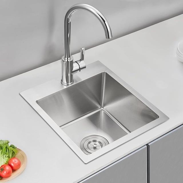 Drop-in Kitchen Sink Single Bowl Stainless Steel Kitchen Sink Handmade Inches Deep Top-Mount Kitchen Sink with Hole