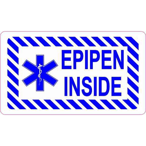 3.5in x 2in Epipen Inside Sticker Vinyl Medical Alert Vehicle Wi