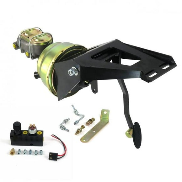 FW 7 in. Dual Brake Pedal Kit with Adjustable Disc & Drum Small Oval Black Pad for 1955-1959 Chevy Truck