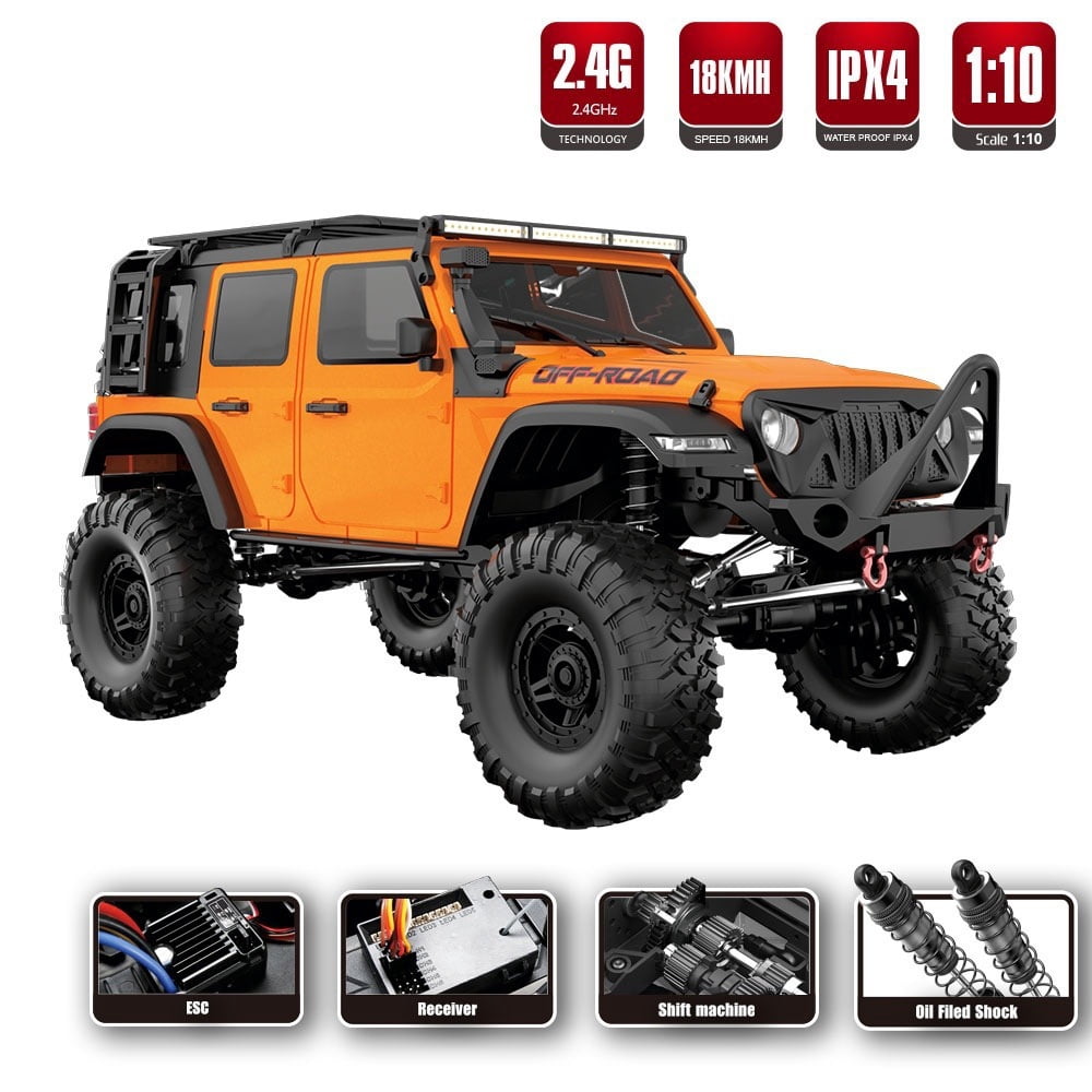 Remote  car,Vehicle With Led 1 10 Scale Car 1 10 2 Batteries Car Crawler Off-road Vehicle 10 Scale Crawler Off-road Vehicle With Buzhi Led 2 Batteries With Led 2 Huiop Orange 2 Battery
