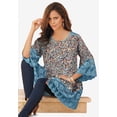 thumbnail image 2 of Roaman's Women's Plus Size Lace Illusion Blouse, 2 of 6