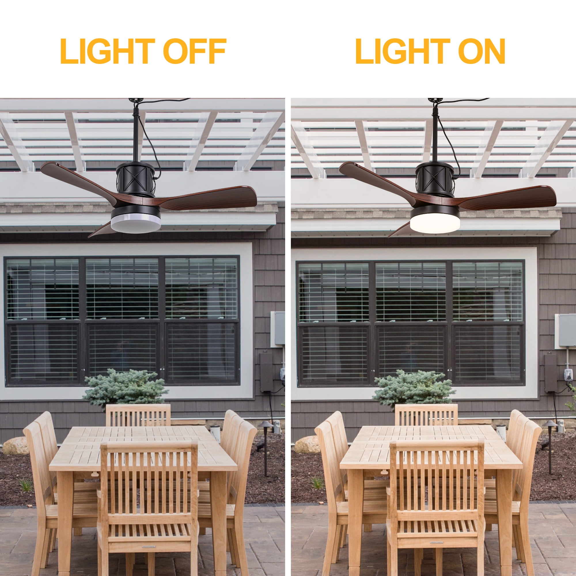 Chords Attic 42" Outdoor Smart Ceiling Fan with Dimmable LED Lights and APP & Remote Control, 6-Speed DC Motor, Waterproof Plug-in Easy Install for Patio, Porch, Gazebo