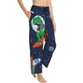thumbnail image 2 of Disketp Dinosaur Astronaut Space Surfing Print Women'S Comfy Pajama Pants Casual Drawstring Palazzo Lounge Wide Leg Pants, 2 of 9