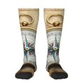 thumbnail image 2 of Lsque Magnetic Old Compass On World Map Printed Crew Socks Men's Women's LightWeight Thin Casual Calf Socks ,Knee High Socks,Cotton Socks, 2 of 9