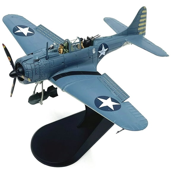 JIAHAOO US SBD-3 Dive Bomber Alloy Aircraft Model 1:72 Scale White Blue Static Display Home Bar Company Retro Collectibles with Stand