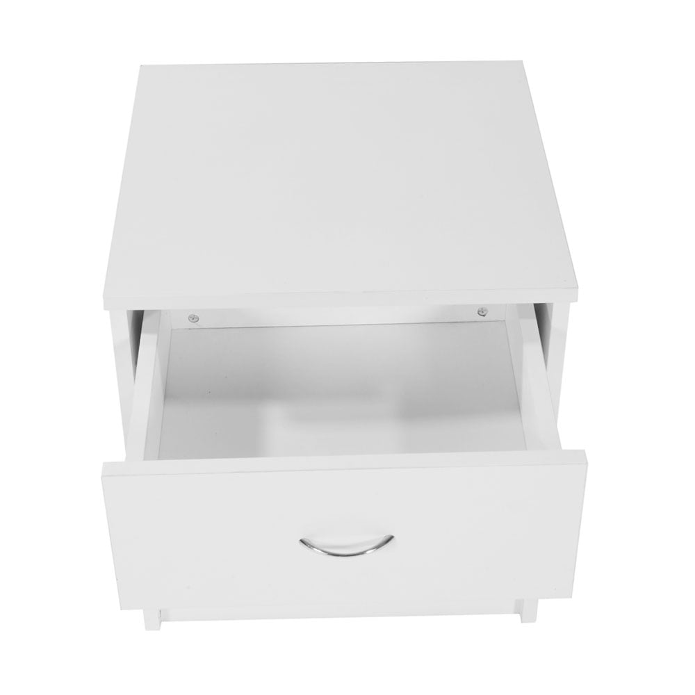 Lowestbest One Drawer Night Stand, Side Table for Living Room and Bedroom with Curved Handle, White Lowestbest One Drawer Night Stand, Side Table for Living Room and Bedroom with Curved Handle, White