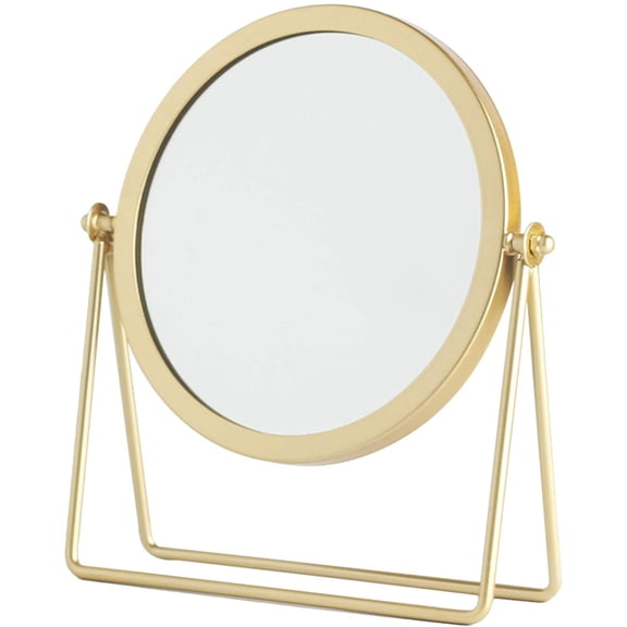 Iron Tabletop Makeup Mirror, Round Swivel Desktop Stand Mirror, 360°Rotation One-Sided Dressing Table Mirror(xxw)