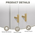 thumbnail image 2 of Uxcell 2-Pack Cabinet Pulls Knobs, 2" Modern Stainless Steel T Bar Knobs Single Hole Handles [Gold], 2 of 6