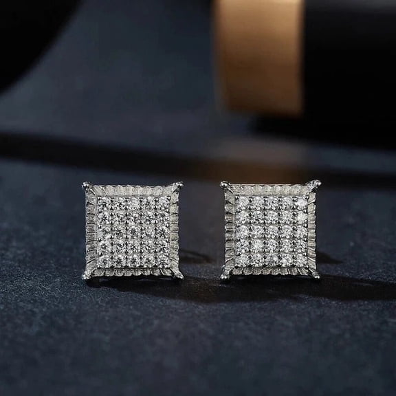 3Ct Round Cut Lab Created Diamond Men's Stud Earrings 14K White Gold Plated