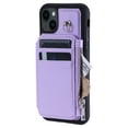 thumbnail image 5 of Crossbody Wallet Case for iPhone 14 with Card Slot Holder, Magnetic Flip Folio Purse Case, PU Leather Zipper Handbag with Detachable Lanyard Strap & Shoulder Strap, Purple, 5 of 8
