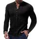 thumbnail image 1 of Mens Casual Long Sleeve Linen Shirt Cotton Linen Blouse Loose Tops T Shirts, 1 of 8