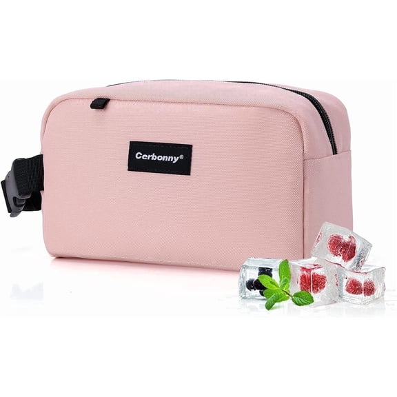 Cerbonny Mini Freezable Lunch Bag, 9"×5"×4" Small Insulated Cooler Box with Ice Pack and Handle Buckle for Work School Travel