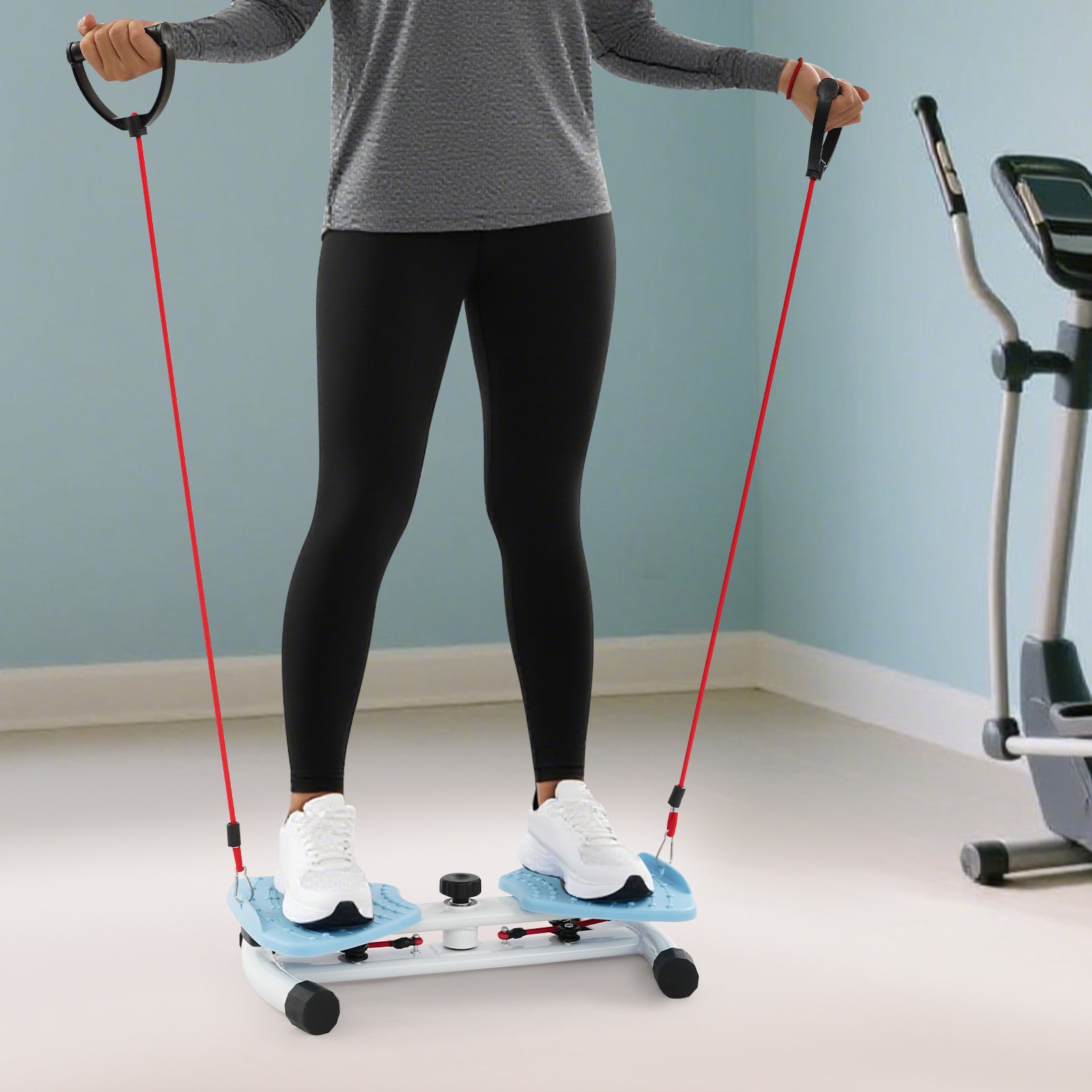 Waist Twister Machine, Non-Slip Dual Pedal Ab Core Trainer with Resistance Bands, 264.55 LBS Capacity Home Fitness Tool for Waist & Abs Workout, Pilates Exercise for Women & Men (Blue)