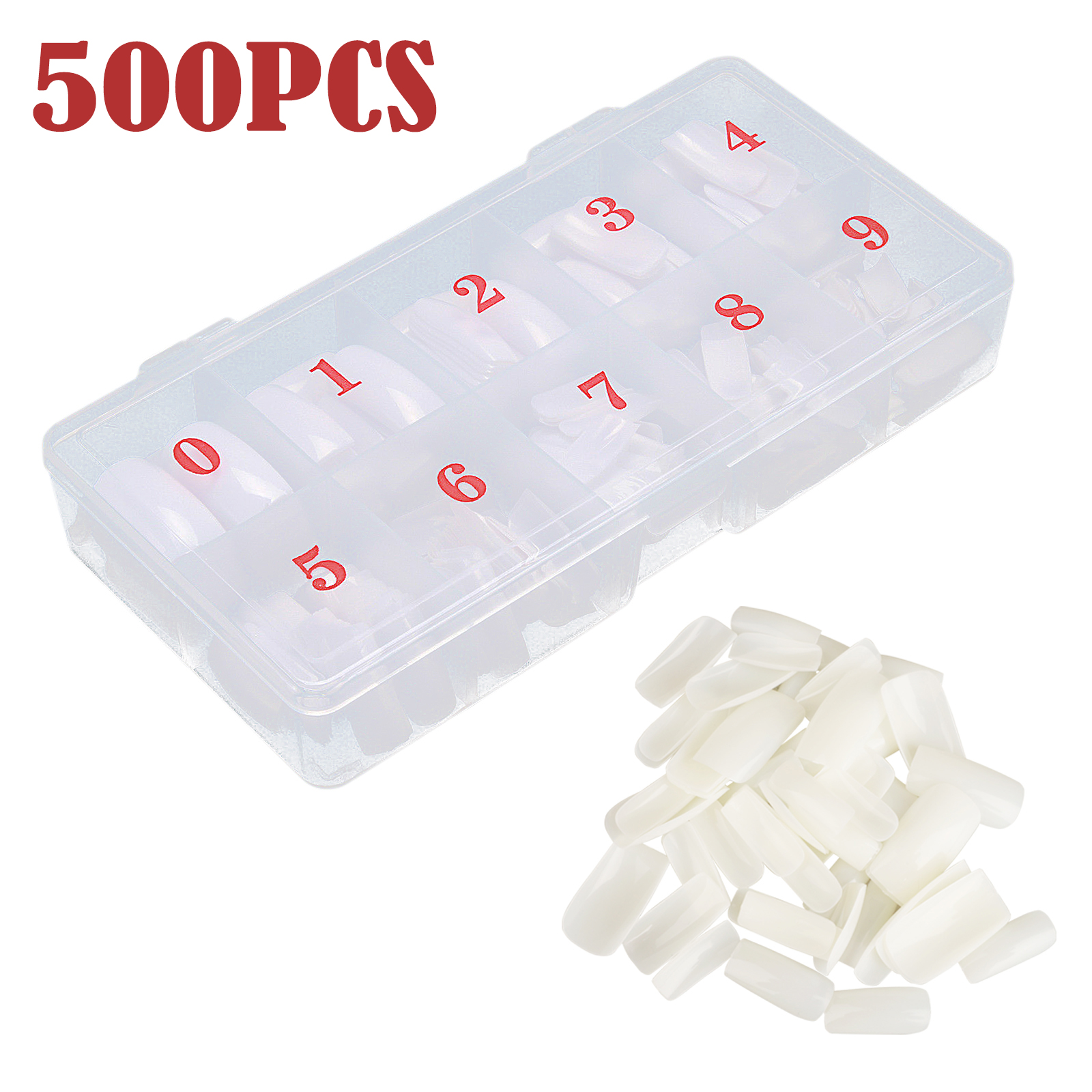 EEEkit 500PCS Natural False Nail Tips Long Full Cover Acrylic Fake