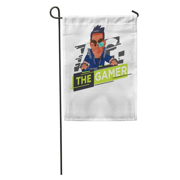 POGLIP Gamer Hardcore Character Playing Game by Personal Computer Mouse Garden Flag Decorative Flag House Banner 12x18 inch