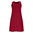 thumbnail image 4 of LIaqionyy Womens Cotton Linen Sleeveless Tank Dress Crew Neck Summer Casual Solid Color Dresses with Pockets, 4 of 6