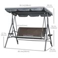 thumbnail image 3 of Outsunny 3-Seat Porch Swing with Canopy Outdoor Swing Chair w/ Rattan Seat, 3 of 10