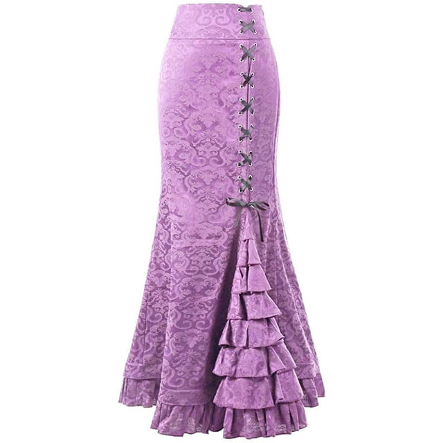 Falda de sirena jacquard medieval Vestido retro Steampunk Falda gótica Vestido victoriano Ormromra HMFJ320-10