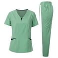 thumbnail image 3 of LYMAYTER Women Medical Uniform Set V-Neck Breathable Uniform Contrast Hospital Duty Nurse Uniform S-2XL, 3 of 4