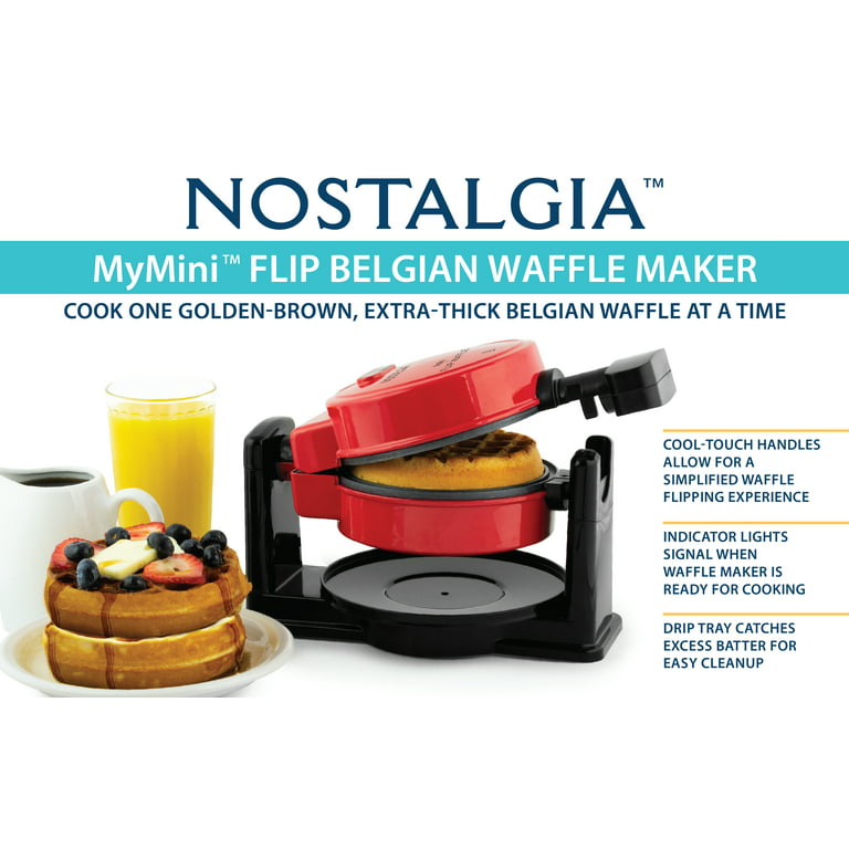 Nostalgia Mflpwf5rd MyMini Flip Belgian Waffle Maker, Red