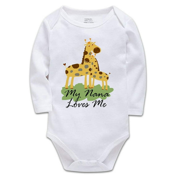 YCICIVDee My Nana Loves Me Baby Bodysuit Clothes Newborn Organic Romper 0-3 Months White Long Sleeve