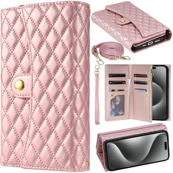 for Samsung Galaxy S24Ultra Crossbody Wallet Style Leather Phone Case Purse Bag, Classic Rhombus Plaid Triple-Fold Flip Cover, Multi Card Holder Slot, Magnetic Closure, Hand Lanyard   Shoulder Strap