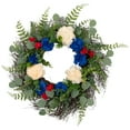 thumbnail image 2 of Northlight Americana Mixed Foliage and Florals Artificial Patriotic Wreath - 24"- Unlit, 2 of 8