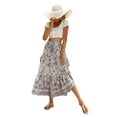 thumbnail image 3 of Maxi Skirts for Women 2025 Summer Boho Long Flowy Floral Elastic High Waist Skirt Casual Travel Skirt XL, 3 of 9
