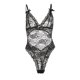 thumbnail image 1 of VISgogo Body transparente sexy para mujer, de una pieza sin mangas con cuello en V profundo de color sólido, rosa / naranja / azul / negro VISgogo moda, 1 of 3
