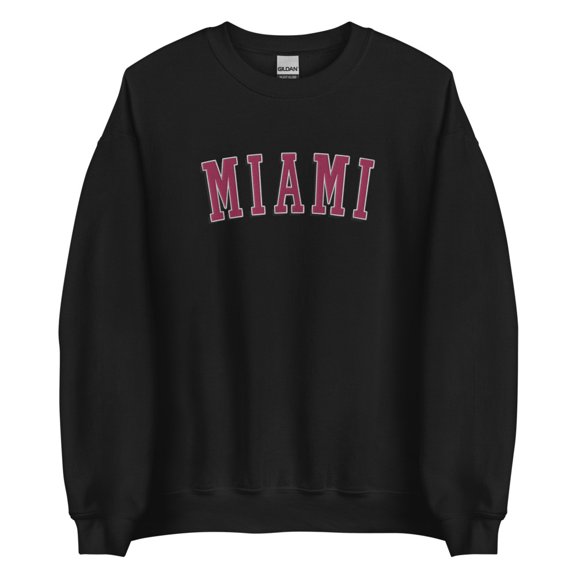 Miami Red Embroidered Sweatshirt (Black, S)