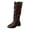 Brown, variant on Women's Mid-Calf Boots with Smooth Texture and Versatile Ruched Shaft for Everyday Wear