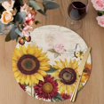 thumbnail image 3 of Sunflower Round Placemats Set of 2, Braided Polypropylene Place Mats, Farmhouse Rose Floral Vintage Butterfly Washable Table Mats for Kitchen Dinner Holiday Wedding Party Coffee Table Decoration 15", 3 of 9